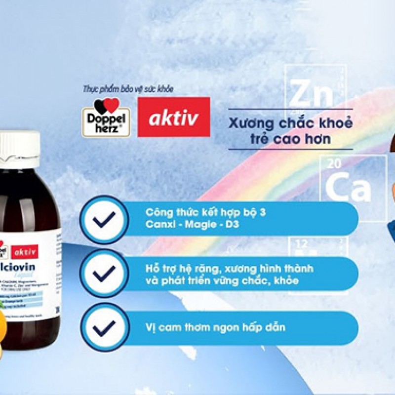 Kinder Calciovin Liquid hỗ trợ hệ răng, xương hình thành và phát triển vững chắc, khỏe mạnh